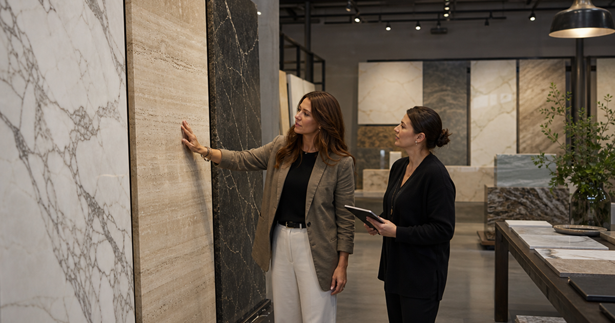 Consulenza sui materiali in showroom
